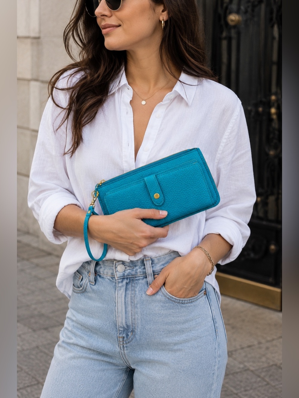 Boutique blue wristlet